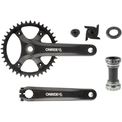 фото - Шатуни ONRIDE Solo Pro 1120, Hollowtech, 170 мм, 40Т, BCD 110 мм, на 11/10/9 ск., з кареткою, чорний