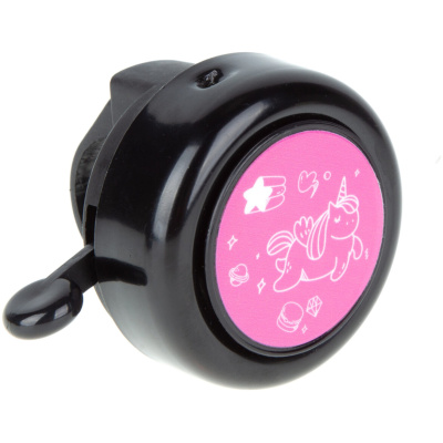 фото - Дзвіночок ONRIDE Rang 10, одноріжка рожева, алюмінієвий, Ø керма 22мм, чорний