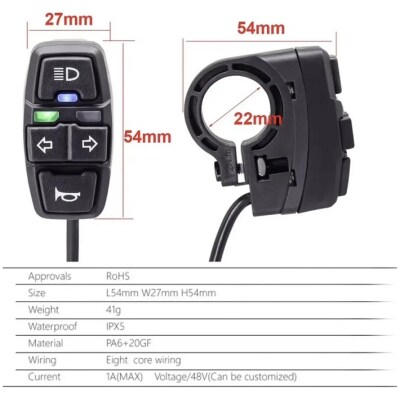 Комплект фар Control Kit E-bike Light LED 36 В 48 В (3648-30)