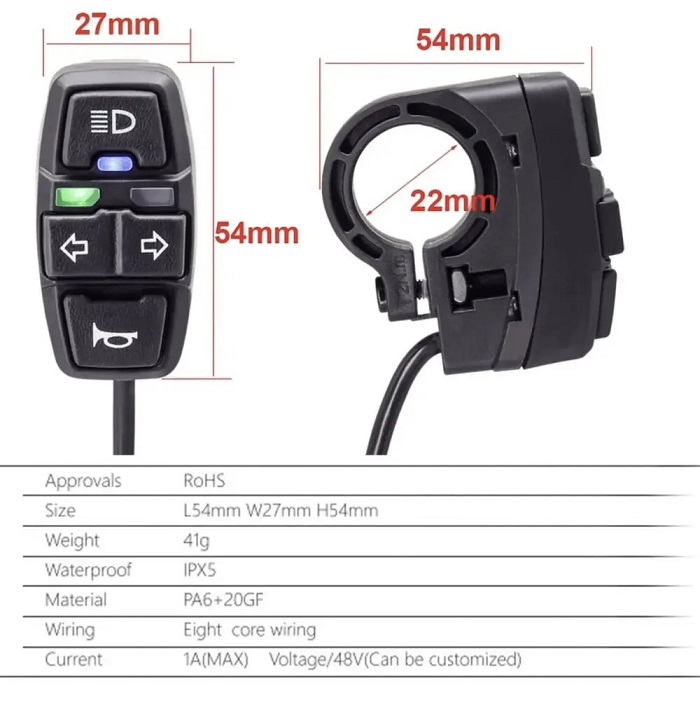 Комплект фар Control Kit E-bike Light LED 36 В 48 В (3648-30)