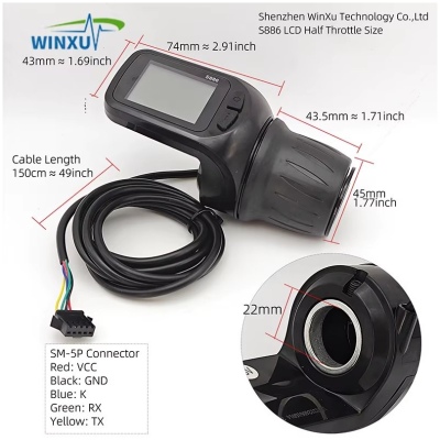 Дисплей з ручкою газу DN S886 LCD 24, 36, 48 В (s886-K)