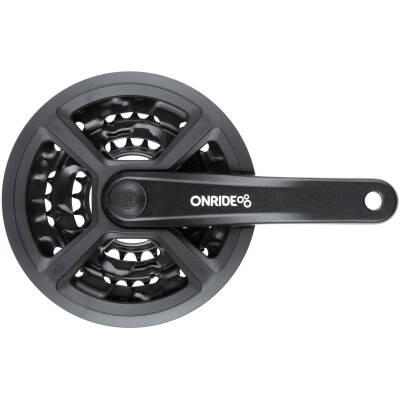 фото - Комплект шатунов ONRIDE Trio 810P, под квадрат, 170мм, 42-32-22T, на 8/7/6 скоростей, черные (конвер.