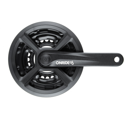 Комплект шатунів ONRIDE Trio 820P, квадратний, 175 мм, 42-34-24T, 8-6 швидкостей, чорні (конверт)
