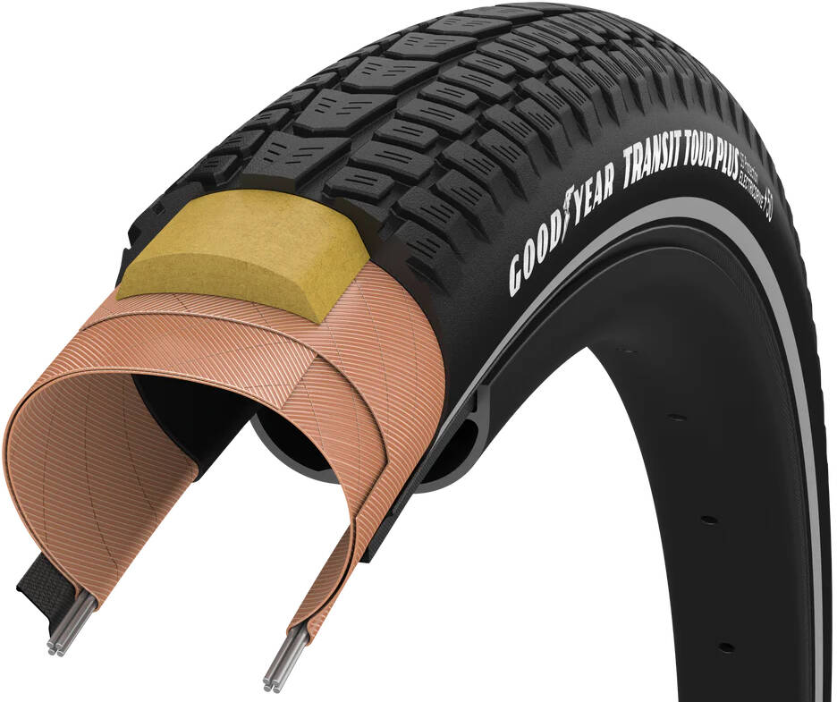 Покрышка 700x35 (37-622) GoodYear Transit Tour Plus S5:Protection, Wire, Black + reflective strips, 60tpi