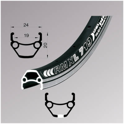 Обод Remerx DRAGON LINE RX 719, 26'', 559x19, 36 отворів, AV, чорний анодований, V-Br, CNC