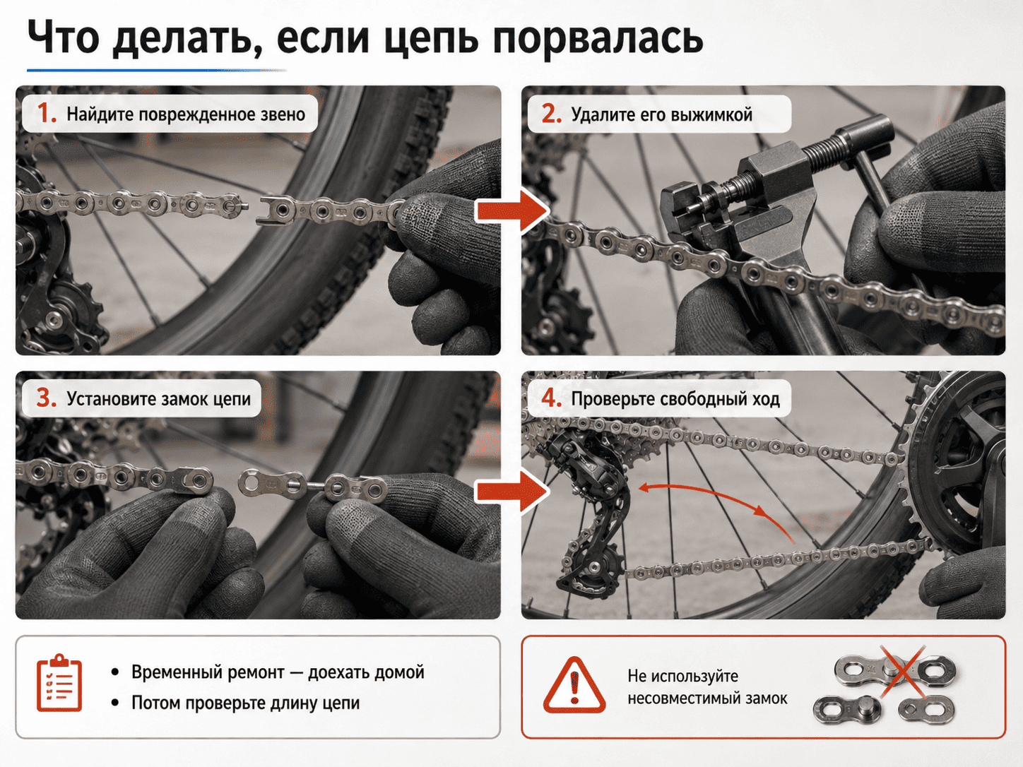 Что делать, если порвалась цепь велосипеда