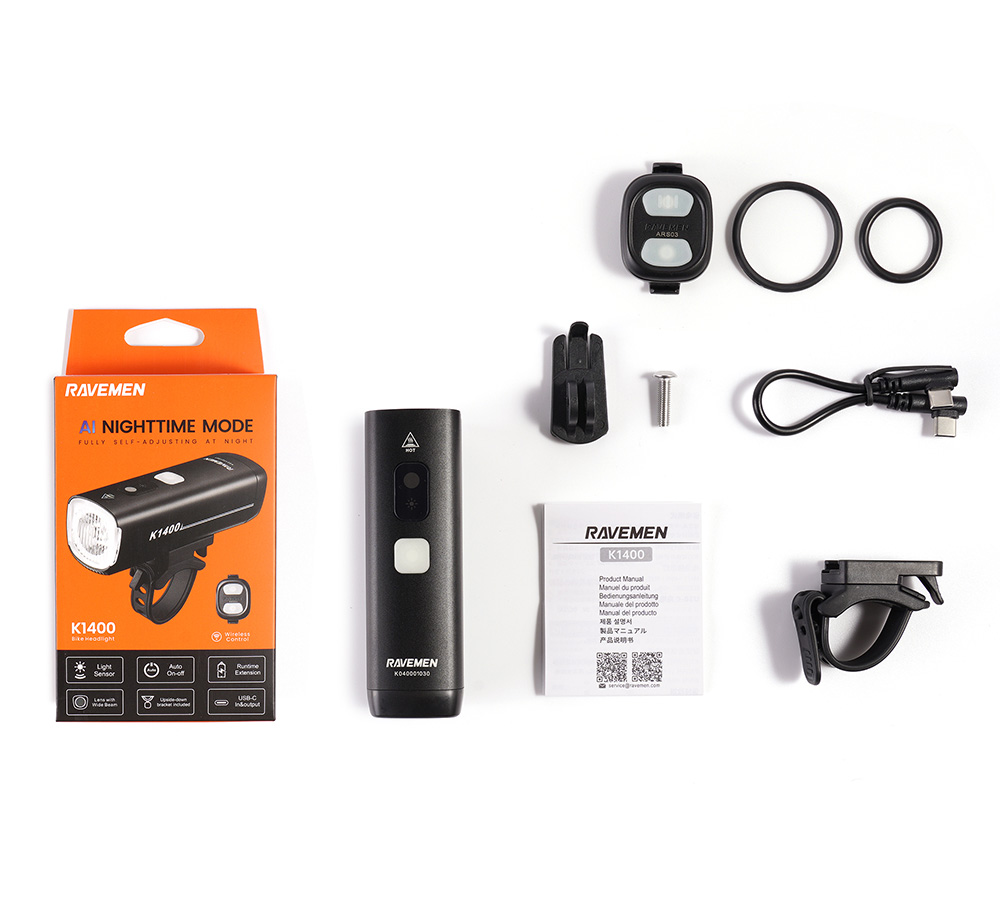 Велосипедна фара Ravemen K1400 (1400 lm, 4000 mAh) з датчиком освітлення